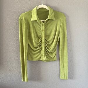 Green Ruched Long Sleeve Top